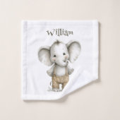 Illustration d'éléphants bébé garçon en aquarelle (Gant de toilette)