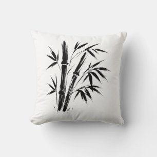 Illustration d'encre de bambou - Coussin Zen Minim