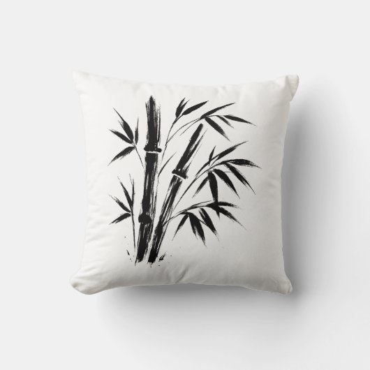 Illustration d'encre de bambou - Coussin Zen Minim (Recto)