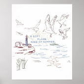 Illustration d'été de plage douce | Affiche côtièr (Devant)