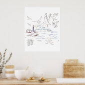 Illustration d'été de plage douce | Affiche côtièr (Cuisine)