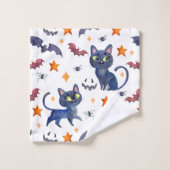 Illustration d'Halloween aquarelle avec chats noir (Gant de toilette)