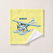 Illustration d'hydravion bleu blanc (Gant de toilette)