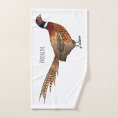 Illustration d'oiseau faisan à cou circulaire (Serviette à main)