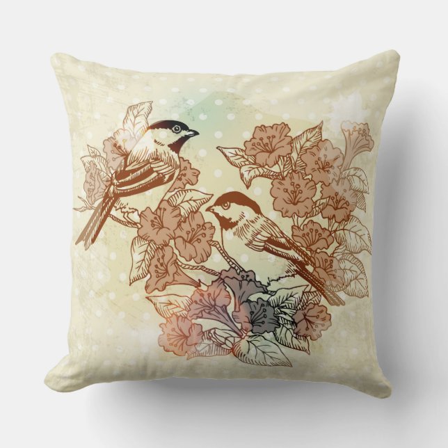 Illustration d'oiseau inférieur Coussin (Recto)