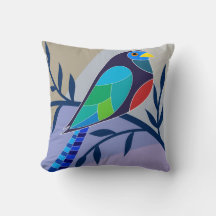 Illustration d'oiseaux Coussin décoratif