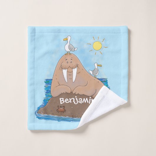 Illustration drôle de morse joyeux (Gant de toilette)