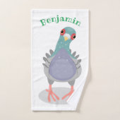 Illustration drôle de pigeon curieux (Serviette à main)