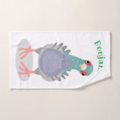 Illustration drôle de pigeon curieux (Serviette à main)