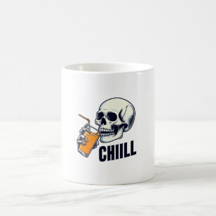 Illustration du crâne noir et orange Chiill Mug