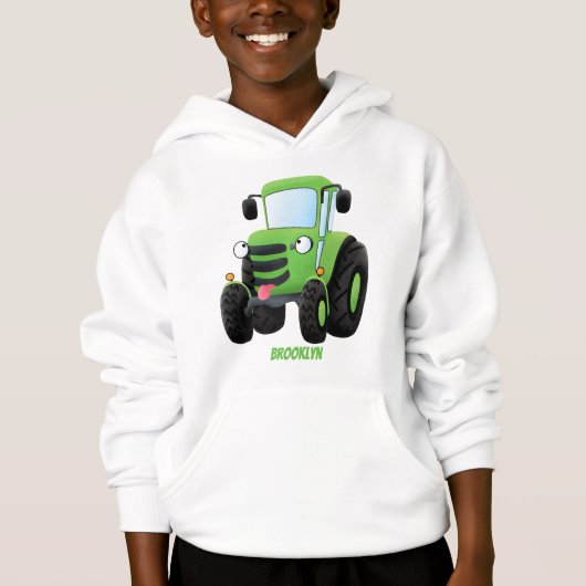 Illustration du joli joyeux tracteur agricole vert (Devant)