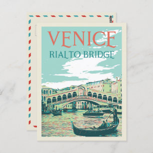 Illustration du pont Rialto Venise Carte postale I