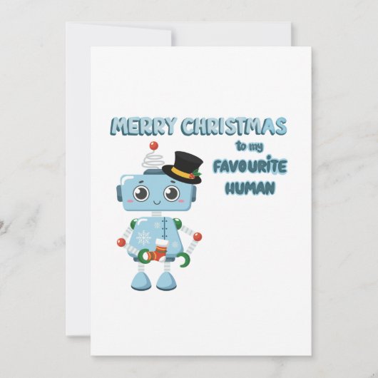 Illustration du robot mignon sur la carte de Noël (Devant)
