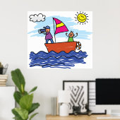 Illustration du voyage à voile Poster de bateau à  (Bureau à domicile)