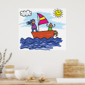 Illustration du voyage à voile Poster de bateau à  (Cuisine)