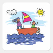 Illustration du voyage à voile Sticker Carré batea (Devant)