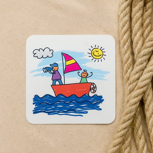 Illustration du voyage à voile Sticker Carré batea