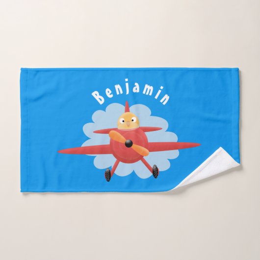 Illustration d'un avion rouge volant mignon (Serviette à main)