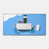 Illustration d'un bateau à chalutier mignon (Clavier et souris)