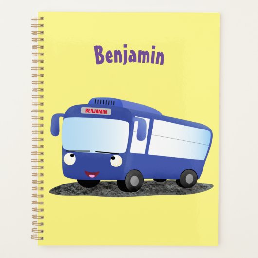 Illustration d'un bus moderne bleu mignon (Devant)