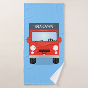 Illustration d'un camion kawaii rouge mou