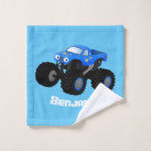 Illustration d'un camion monstre bleu mou (Gant de toilette)