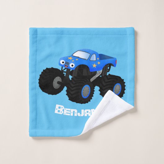 Illustration d'un camion monstre bleu mou (Gant de toilette)
