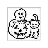 Illustration d'un chat fantôme citrouille tampon d (Impression)