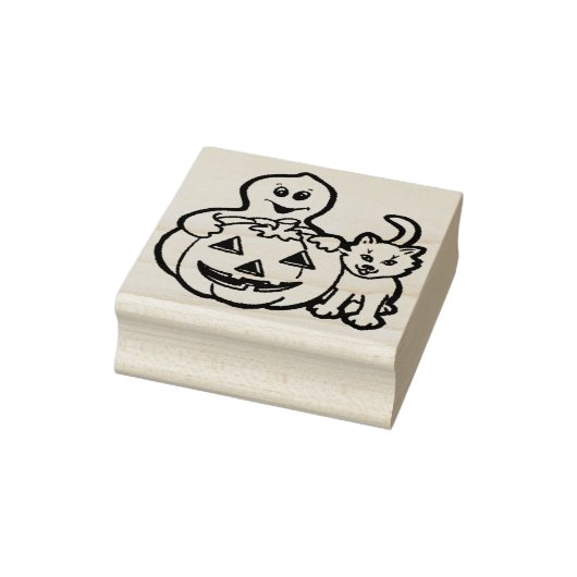 Illustration d'un chat fantôme citrouille tampon d (Tampon)
