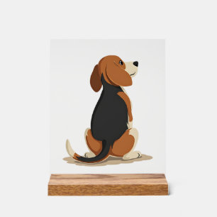 Illustration d'un chien Beagle vintage vu de dos A