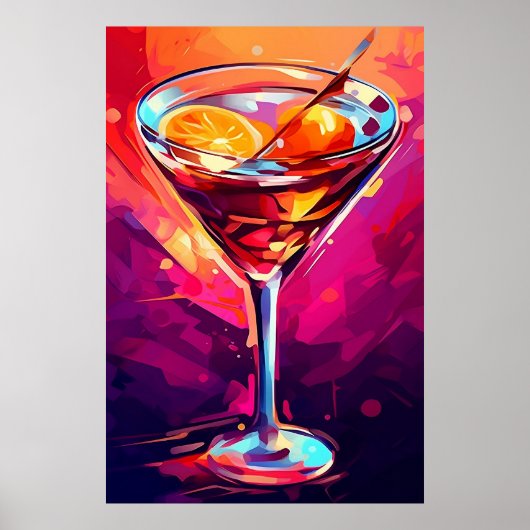 Illustration d'un Martini ArtPrint Poster Wall Art (Devant)