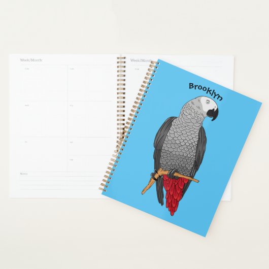 Illustration d'un perroquet gris en Afrique (Devant avec enveloppe)