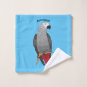 Illustration d'un perroquet gris en Afrique (Gant de toilette)