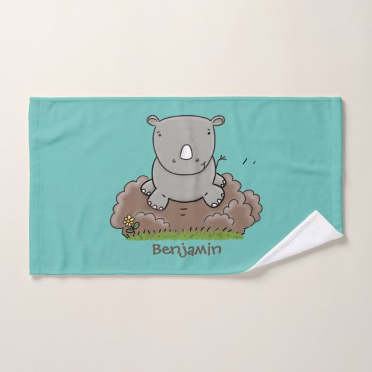 Illustration d'un petit rhinocéros (Serviette à main)