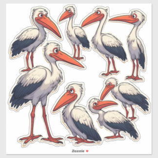 Illustration d'un sticker autocollant de cigogne d