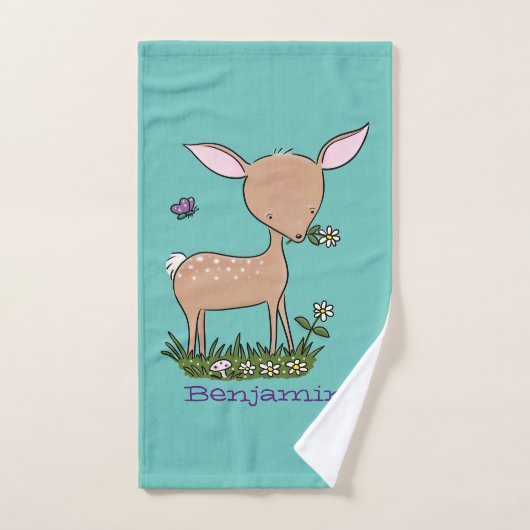 Illustration d'une jolie dessin de cerf de bébé he (Serviette à main)
