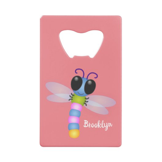 Illustration d'une libellule bleu et rose (Devant)