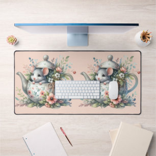 Illustration d'une souris mignonne dans une théièr