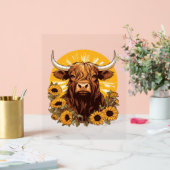 Illustration d'une vache des Highlands avec Sunflo (Mariage)