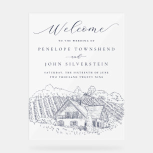 Illustration élégante de vignoble pour mariage de
