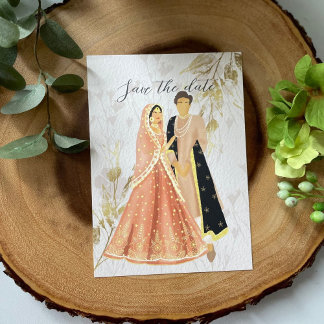 Illustration faire-part de mariage indien/pakistan
