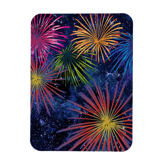 Illustration Fireworks Magnet Dark Sky (Vertical)