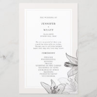 Illustration Floral Lys Programmes de mariage