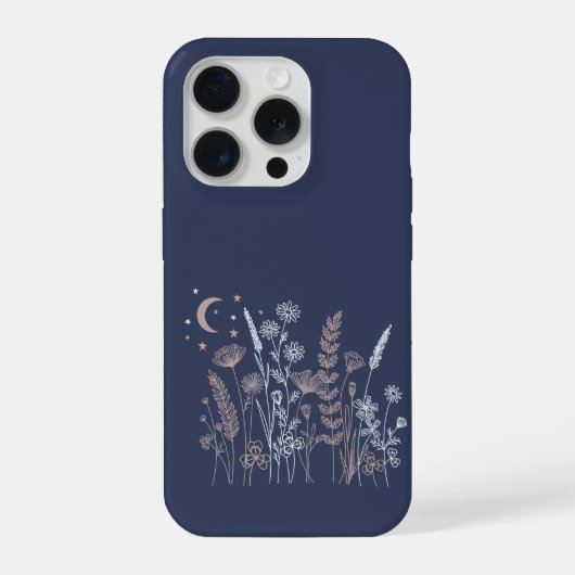 Illustration florale de ciel nocturne Boho – Lune, (Verso)