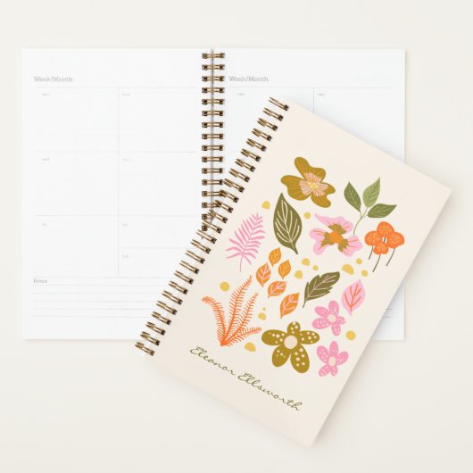 Illustration florale élégante Pink Green Nom perso (Devant avec enveloppe)