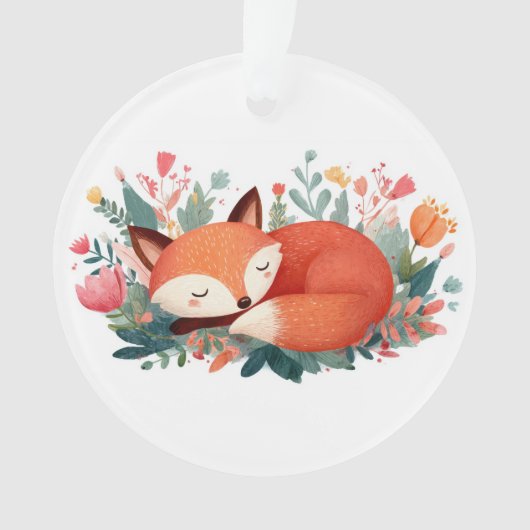 Illustration Florale Renard Endormi Mignon (devant)