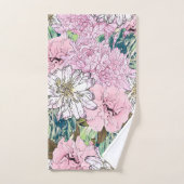 Illustration florale rose et blanche de mignonne f (Serviette à main)