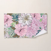 Illustration florale rose et blanche de mignonne f (Serviette à main)
