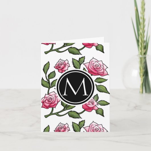 Illustration florale rose et monogramme (Devant)