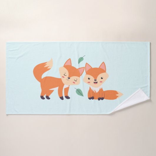 Illustration graphique des renards orange mignons (Serviette de bain)